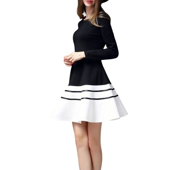 STYLEWE Women's A-line Elegant Long Sleeve Color-block Midi Dress Size S - Picture 5 of 14